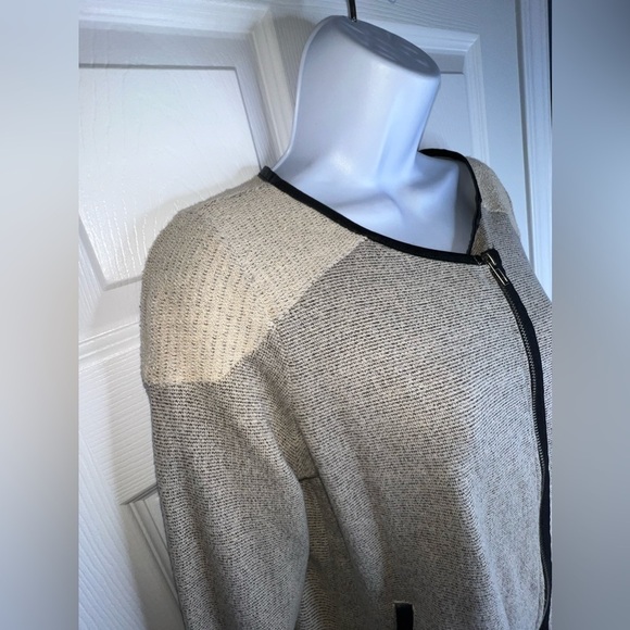 Jack Women’s Small Cream Gray Black Lightweight Full Zip Cotton Blazer Jacket S - Picture 11 of 16